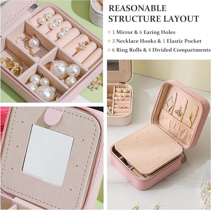 MODENGKONGJIAN Travel Jewelry Case for Women Fashion, Ring Necklace Earring Jewelry Holder Organizer Box, Small Portable Jewellery Storage, Christmas Gifts Initial Q