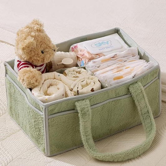 luxury little Soft Baby Diaper Caddy Organizer, Nursery Storage Basket with Removable Divider, Portable Baby Diapers Basket, Gifts for New Parent, Baby Shower, Newborn Must-Have Essentials, Pink