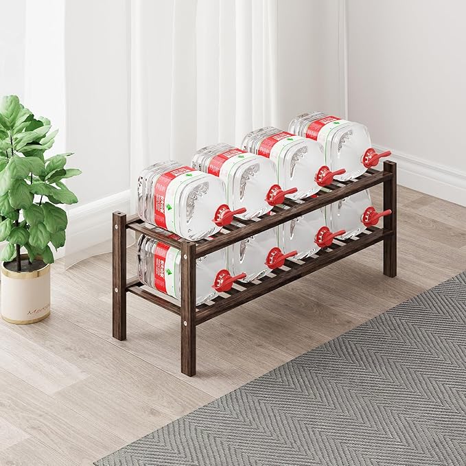 Bamboo Shoe Rack Organizer for Closet and Entryway - Space-Saving Narrow Shoe Stand - Versatile Shoe Holder for Door or Closet Shelf,Garage Bedroom can Freely Stack DIY Small Shoe Racks 2Tier Brown