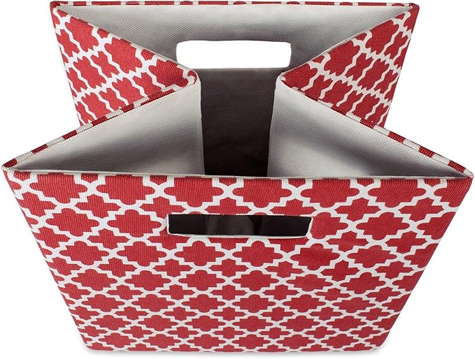 DII Hard Sided Collapsible Fabric Storage Container for Nursery, Offices, & Home Organization, (13x13x13) - Lattice Rust