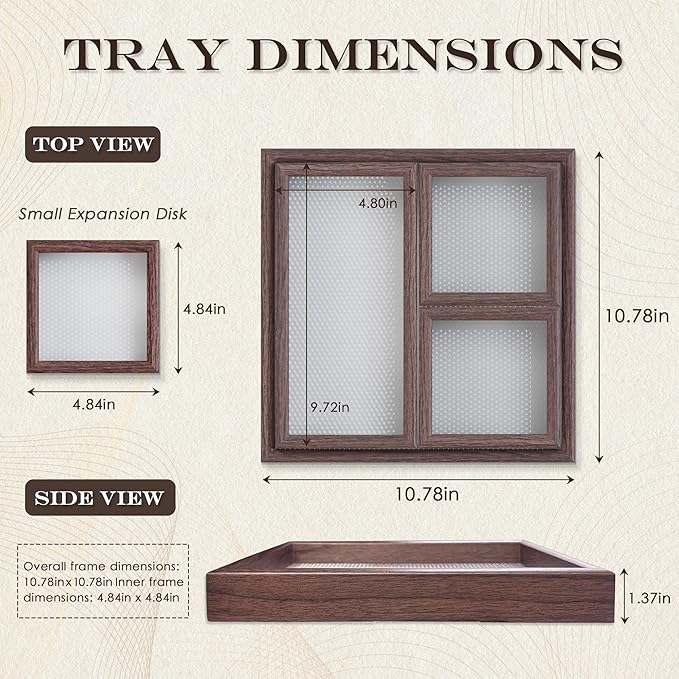 Small Bathroom Countertop Wooden Tray Set of 4 for Vanity and Toilet Tank, Stackable Desk Drawer Organizer, Walnut