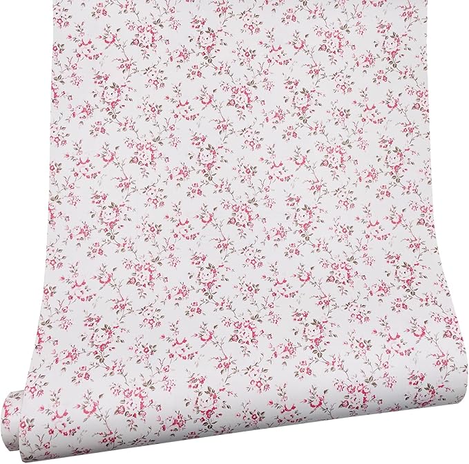 Rural Floral Shelving Paper Decorative Self-Adhesive Shelf Liner Drawer Cabinet Sticker 17.7 Inch by 9.8 Feet