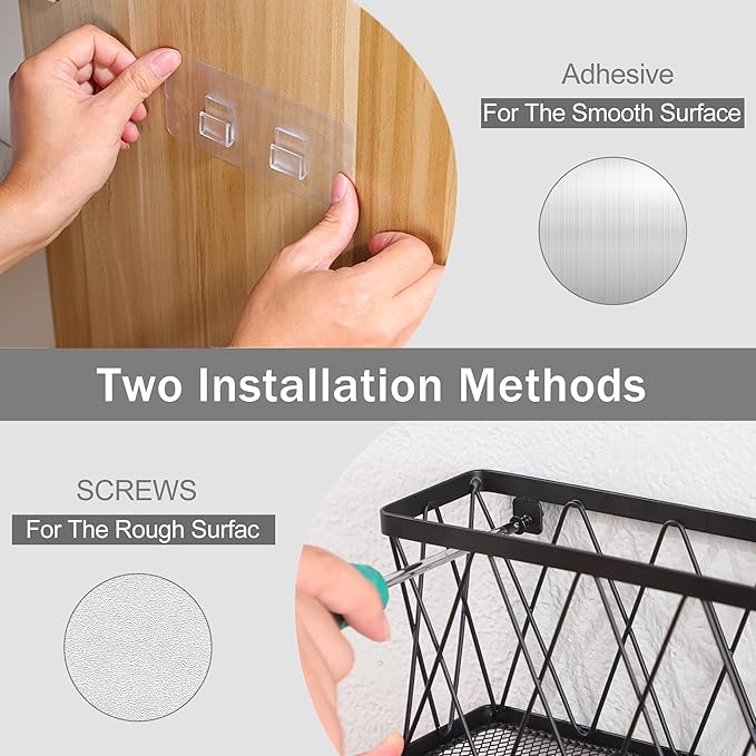 YIGII 3 Pack Adhesive Cabinet Door Organizer, Wall Mounted Lid Organizers Inside Cabinet with Straw Holder for Tupperware Lid Storage, Slim Space Kitchen Basket for Pantry, Under Sink