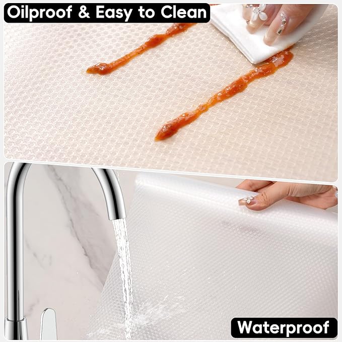 Shelf and Drawer Liner for Kitchen Cabinet，Non Adhesive Durable EVA Shelf Paper, Non Slip Waterproof Decorative Mats for Dresser Cupboard Refrigerator Bathroom Grip Shelves（Clear,20 in X 20 Ft ）
