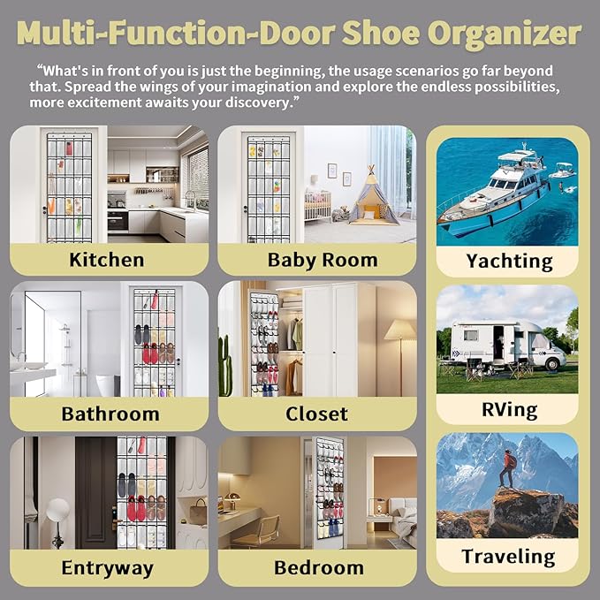 PAULONE Massive 70-Inch Dual-Side Family Organizer - Stores Shoes, Handbags, Toys & Baby Gear, Heavy Duty Over Door Storage System for Every Room (White)