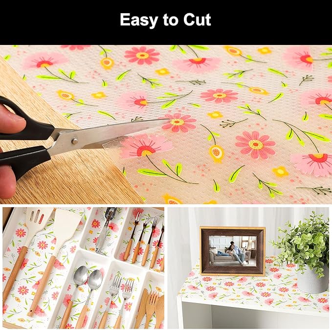 Cooyes Shelf Liner – Premium Non-Adhesive Cabinet & Drawer Liner for Kitchen – Waterproof Shelf Paper with Modern Pattern – Durable EVA Cabinet Mat – Easy to Cut (17.5" W x 78.7" L)