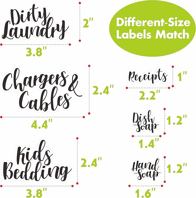 Hebayy 318 PCS Laundry Room & Linen Closet Organization Labels，No Stain Removal, Water/Oil Resistant Stickers for Home Office, Bathroom and The Beauty Organization.