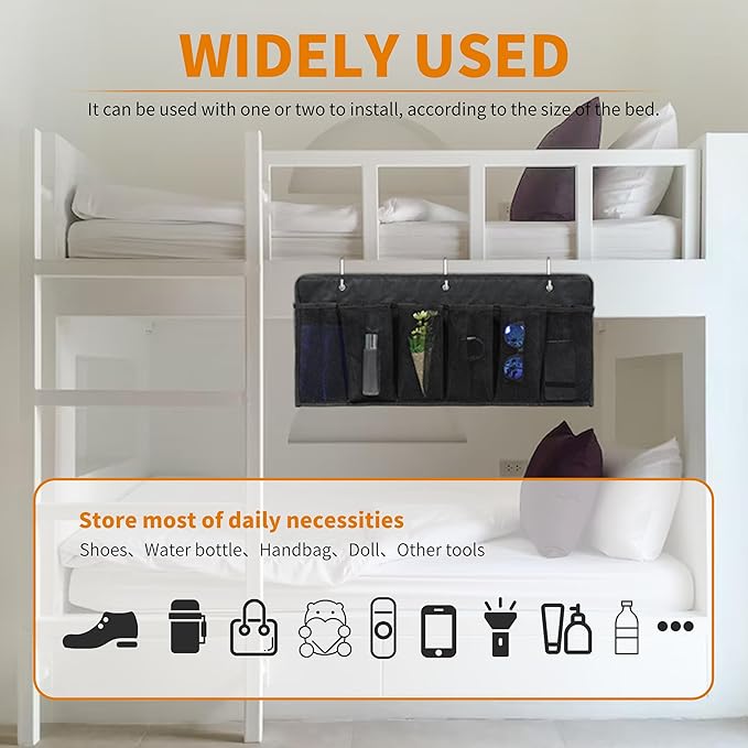 RV Shoe Pockets 6 Large Pockets Heavy Hanging Bedside Storage Organizer with Sturdy Hooks Storage Pockets Hangs on bed for Shoes Toys and Tool Accessories