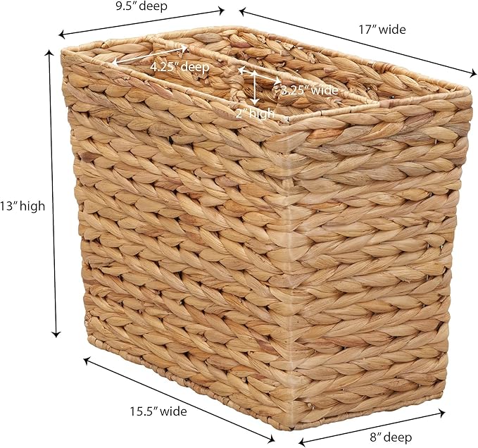 Household Essentials Side by Side Magazine Rack, Natural Hyacinth