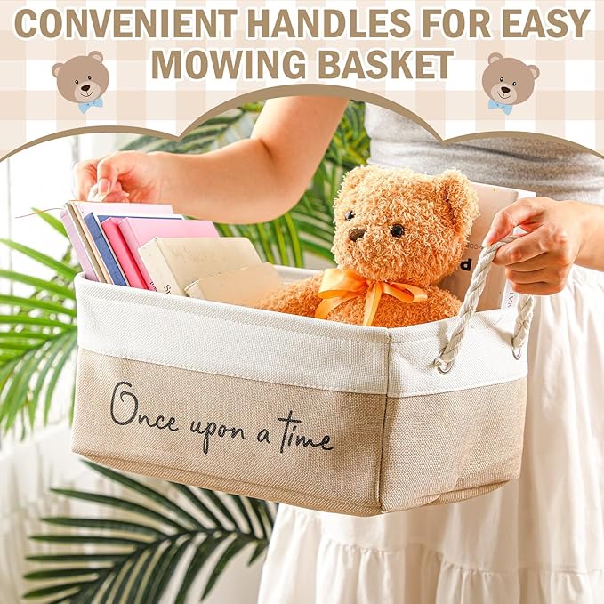 Marsui Book Lover Gifts Once Upon a Time Book Storage Basket Bin Bookish Accessories Bookworm & Librarian Gift for Club Members Student Teacher Reading Accessories