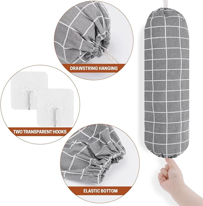SWISSELITE 2Pcs Plastic Bag Holder, Reusable Plastic Bag Organizer Wall Mount, Large Grocery Bag Storage Dispenser, 22x9 IN