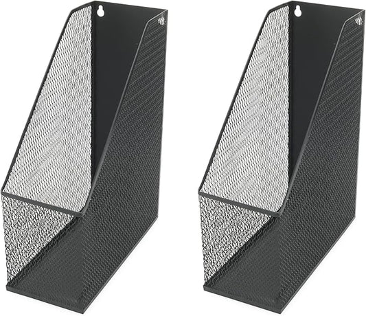YBM HOME Mesh Steel Deluxe Magazine Rack, Extra Wide Magazine File Holder 2259-2 (2, Black)