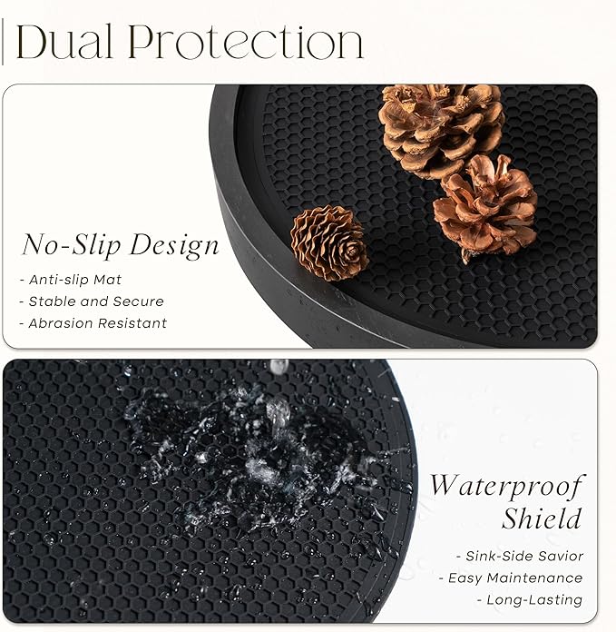 EOSAHR Non-Skid Wooden Lazy Susan Turntable for Cabinet â Chic 10.5" Lazy Susan Turntable and Bathroom Tray for Bathroom Decor & Coffee Table - Ideal for Home and Kitchen (Black)