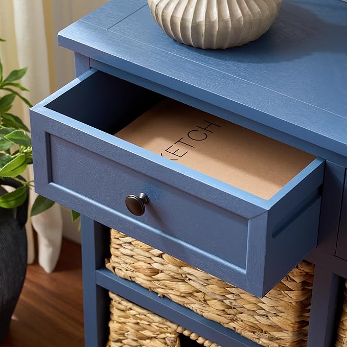 SAFAVIEH Home Collection â Herman Blue Storage Unit, 2-Drawer 4-Basket Mixed-Material Organizer, Fully Assembled (AMH5702K)