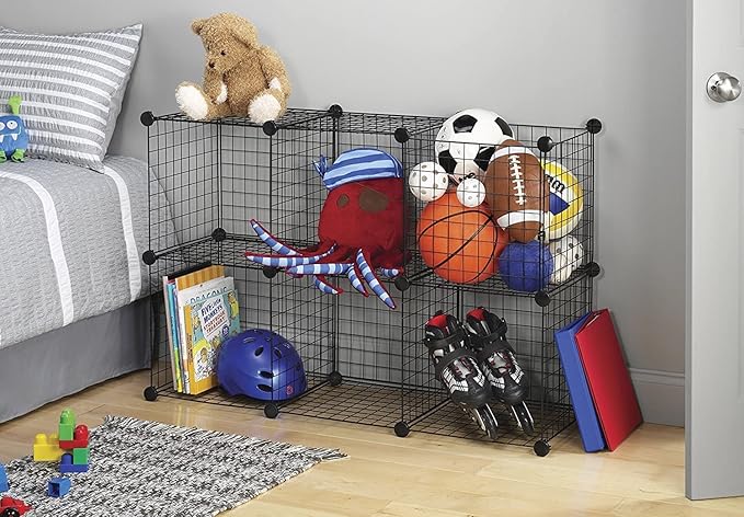 TUMUCUTE Wire Cube Storage Organizer, Metal Storage Shelves Bookshelf, Stackable Modular Closet Organizer for Bedroom Living Room, Office, Storage Shelves (6 Cubes, Iron)