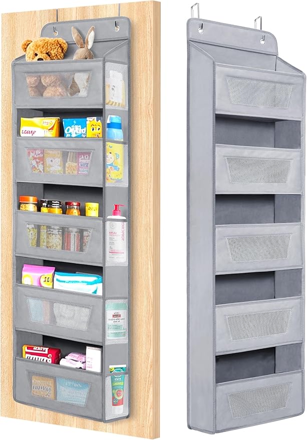 Meolsaek Over the Door Organizer, 46lbs Load and Anti-Tilt Design, 5 Tier Behind the Door Storage, Hanging Door organizer Perfect for Closet Organizers, Bathroom Storage