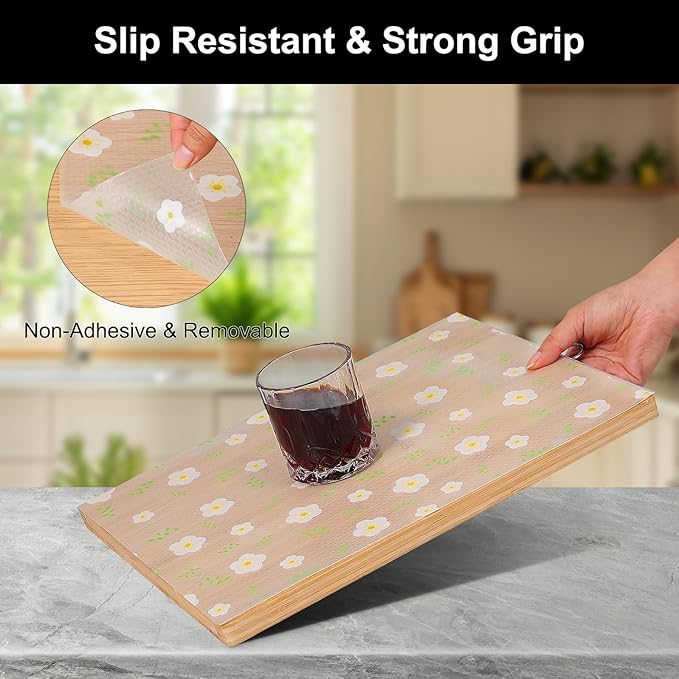 Cooyes Shelf Liner – Premium Non-Adhesive Cabinet & Drawer Liner for Kitchen – Waterproof Shelf Paper with Modern Pattern – Durable EVA Cabinet Mat – Easy to Cut （17.5" W x 78.7" L）