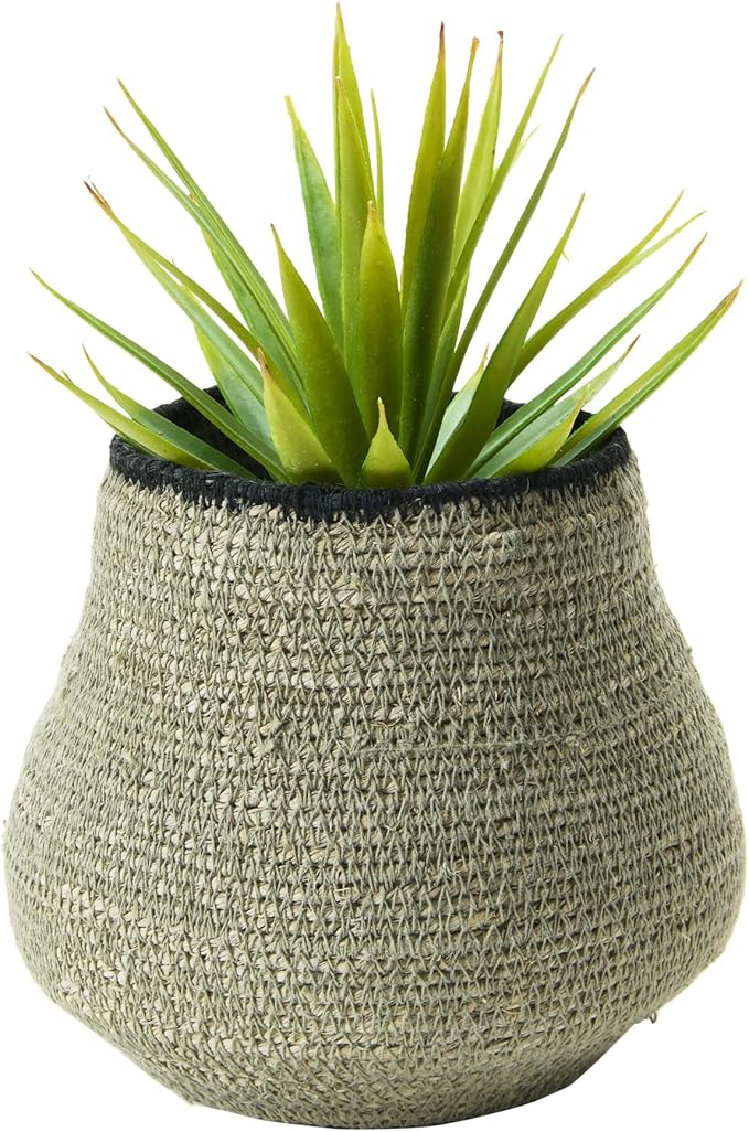 Bloomingville Hand-Woven Seagrass, Grey & Black Basket, AH1801