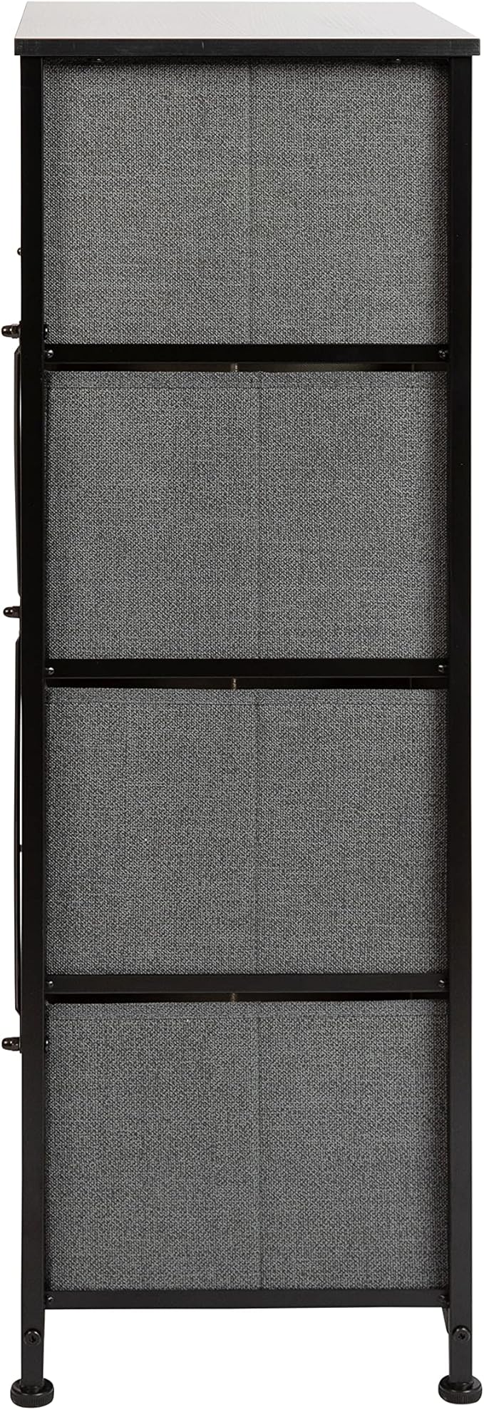 Flash Furniture Harris 4 Drawer Storage Dresser - Black Cast Iron Frame and Wood Top - 4 Easy Pull Dark Gray Fabric Drawers