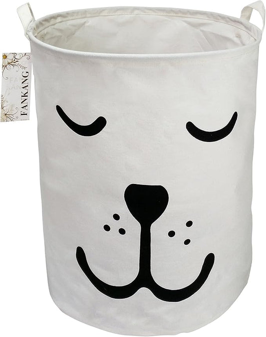 FANKANG Storage Basket, Nursery Hamper Canvas Laundry Basket Foldable with Waterproof PE Coating Large Storage Baskets for Kids Boys and Girls, Office, Bedroom, Clothes,Toysï¼dogï¼
