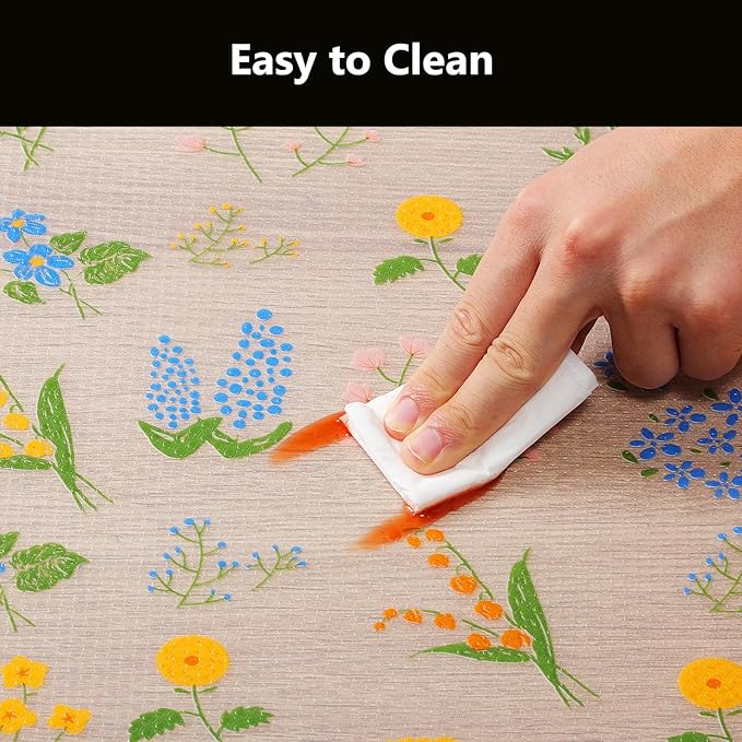 INNOLITES Shelf Liners for Kitchen Cabinets Non-Adhesive Drawer Liner with Floral, Waterproof Durable Easy to Clean, for Refrigerator, Shelves (Colorful Floral, 17.5" x 360")