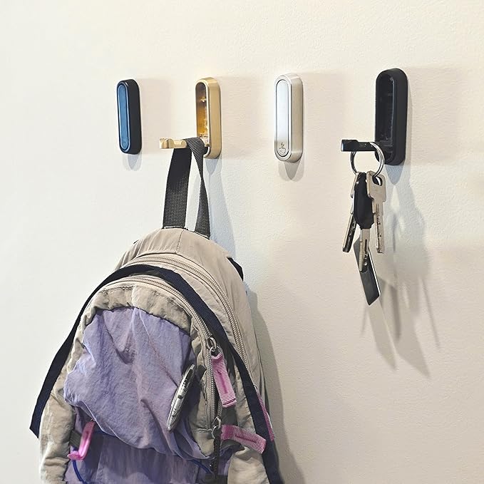 Foldable Wall Hooks Heavy Duty - Zinc Alloy Hidden Handle with Anchors/Screws, Space-Saving for Bathroom, Kitchen, Closet, 33lb Capacity, Wall Mounted (White, Count, 4)