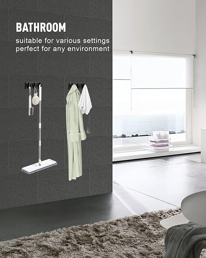 Black Waterproof Wall Hooks - 2 Pack, Foldable Towel Hooks for Bathrooms, Coat Hooks Wall Mounted - Versatile Hooks for Bathroom, Kitchen, Balcony Décor