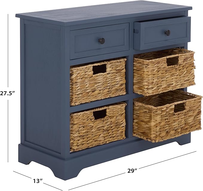 SAFAVIEH Home Collection â Herman Blue Storage Unit, 2-Drawer 4-Basket Mixed-Material Organizer, Fully Assembled (AMH5702K)