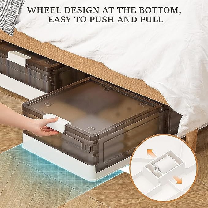 Under Bed Storage Containers - 3Pack, Stackable Under Bed Rolling Storage Plastic Containers, 13.5Gal Storage Bins with Wheels, Multi-purpose Storage Bins with Lids for Clothes, Shoes, And Duvets
