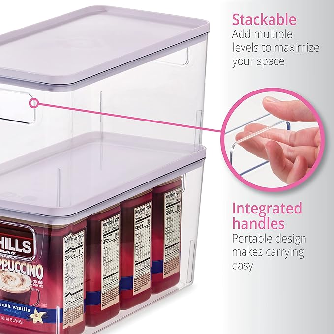 Rosanna Pansino x iDesign Recycled Plastic Kitchen Storage Bin with Lid, Clear Bin/Lavender Sprinkles Lid, 9" x 12" x 6"