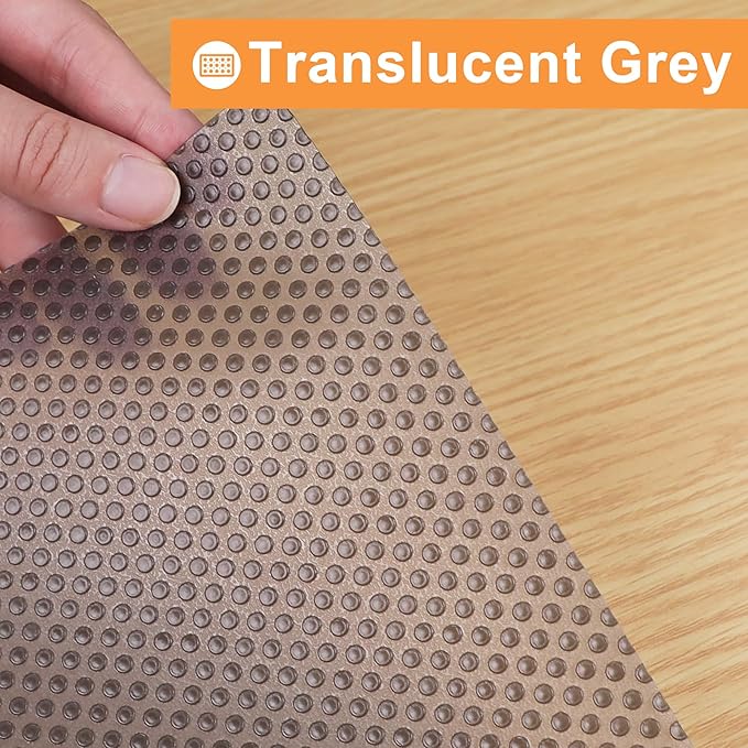 FLPMIX Shelf Liners for Kitchen Cabinets: 16" x 25' Clear Waterproof Drawer Mat - Translucent Grey Non-Adhesive Easy to Cut Refrigerator Liner for Pantry Shelving