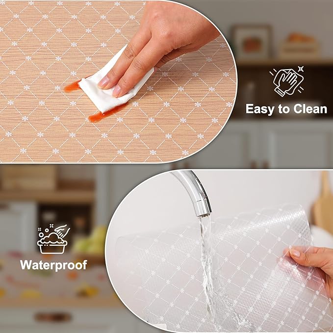 Cooyes Shelf Liner – Premium Non-Adhesive Cabinet & Drawer Liner for Kitchen – Waterproof Shelf Paper with Modern Pattern – Durable EVA Cabinet Mat – Easy to Cut