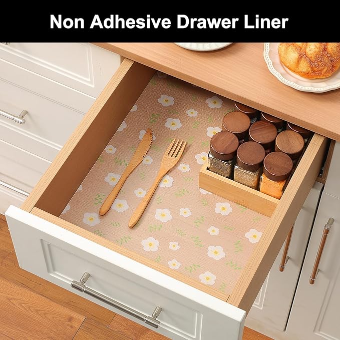 Cooyes Shelf Liner – Premium Non-Adhesive Cabinet & Drawer Liner for Kitchen – Waterproof Shelf Paper with Modern Pattern – Durable EVA Cabinet Mat – Easy to Cut （12" W x 120" L）