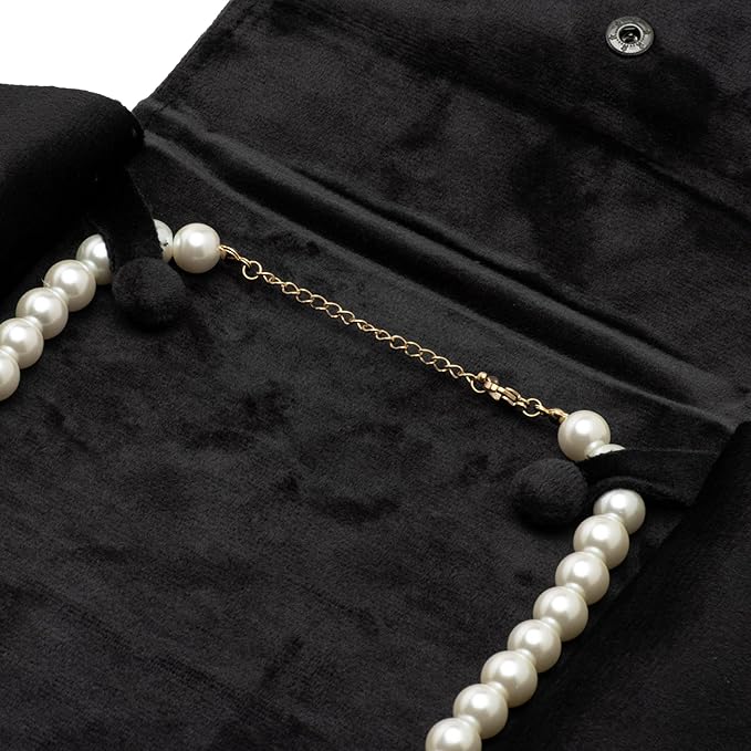 Velvet Necklace Jewelry Travel Folder Storage Display Case (Black)