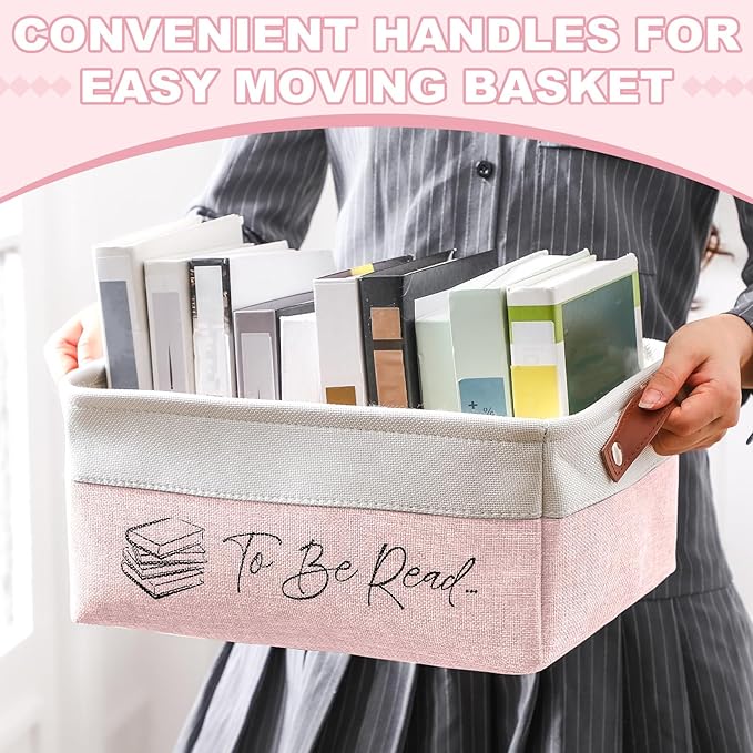 Marsui Book Lover Gifts TBR Book Storage Basket to Be Read List Storage Bin Bookish Accessories Bookworm Gift for Club Members Student Teacher Reading Accessories