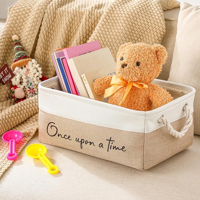 Marsui Book Lover Gifts Once Upon a Time Book Storage Basket Bin Bookish Accessories Bookworm & Librarian Gift for Club Members Student Teacher Reading Accessories