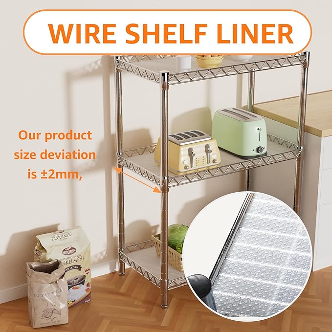 Pantry Shelf Liners for Wire Shelving - 15.5 Inch Wide Clear Thick Waterproof Shelves Liner - Translucent Easy to Cut Drawer Mat for Metal Rack 15.5 in x 120"
