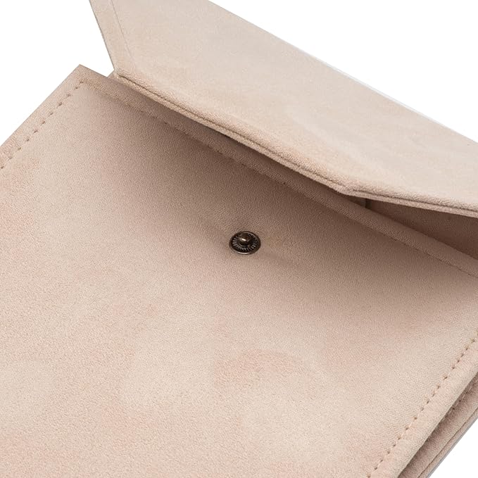 Velvet Necklace Jewelry Travel Folder Storage Display Case (Beige)