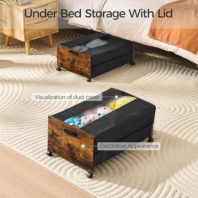 Under Bed Storage with Wheels XXL Size, Under Bed Storage Containers, UnderBed Drawers with Metal Frame, for Clothes Shoes Blanket, Patented Design