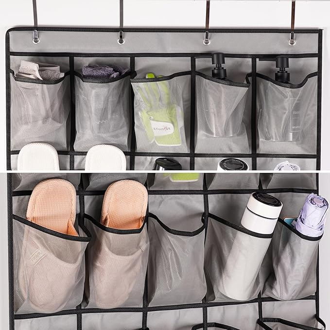 Meolsaek Over the Door Organizer, 46lbs Load and Anti-Tilt Design, 5 Tier Behind the Door Storage, Hanging Door organizer Perfect for Closet Organizers, Bathroom Storage