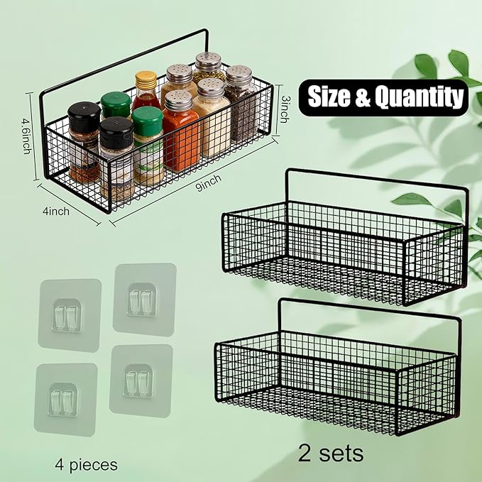 2 Pack Cabinet Door Organizer, Lid Organizer Wall Mount Pantry Door Caddy Storage Bins for Food Container Lid Kitchen Kitchen Bathroom Countertops