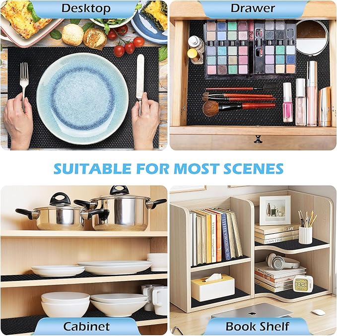 Drawer Liners, Waterproof Shelf Liner, Anti-Slip Non-Adhesive BPA Free Kitchen Cupboard Cabinet Liner Refridge Fridge Mats Sink Protector Strong Durable for Home (Black/23.6in x 20Ft)