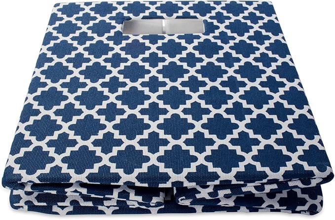 DII Hard Sided Collapsible Fabric Storage Container for Nursery, Offices, & Home Organization, (13x13x13) - Lattice Nautical Blue