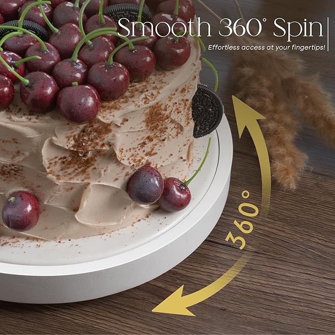 EOSAHR Non-Skid Wood Lazy Susan Organizer Turntable for Home Decor â Stylish 10.5" Lazy Susan Turntable for Cabinet, Pantry & Coffee Table - Great for Bathroom Organizers and Storage (White)