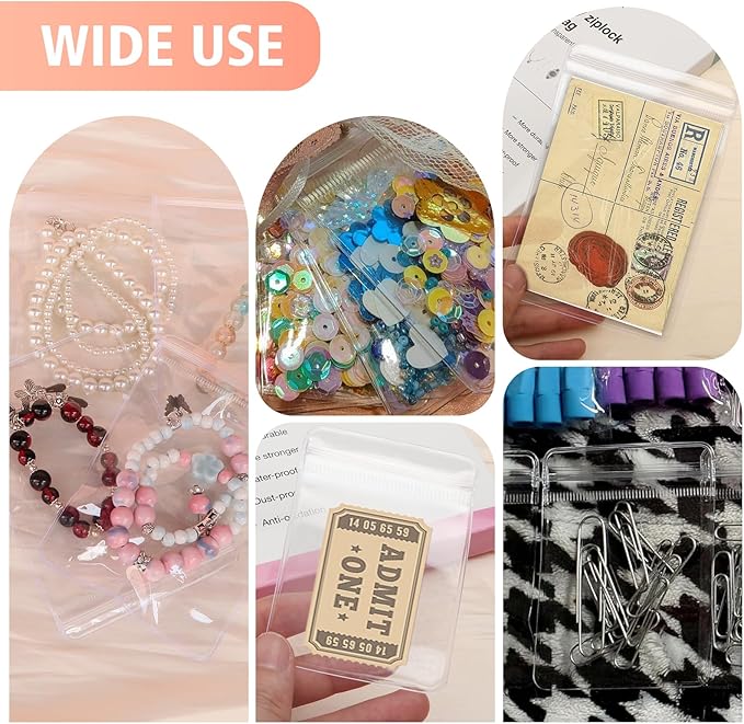 100 Zippered Plastic Jewelry Bags,Small(2.36"x3.15"),Thicker PVC Anti-Tarnish Jewelry Bags Clear Plastic for Gold,Silver,Collectibles,Jewelry Packaging for Business,Travel,Organizing