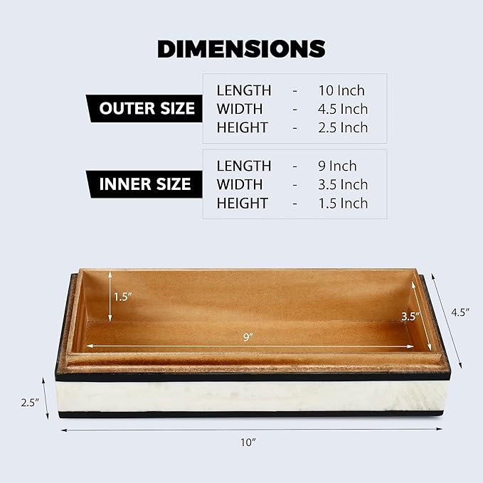 Handicrafts Home Decorative Storage Box 10x4.5 – Remote Control Holder, Jewelry Organizer, Modern Decorative Box with Lid, Boho Chic Home Décor Accent, Vintage Memory Box for Living Room Shelf Décor