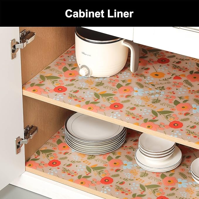 Cooyes Shelf Liner – Premium Non-Adhesive Cabinet & Drawer Liner for Kitchen – Waterproof Shelf Paper with Modern Pattern – Durable EVA Cabinet Mat – Easy to Cut （12" W x 360" L）