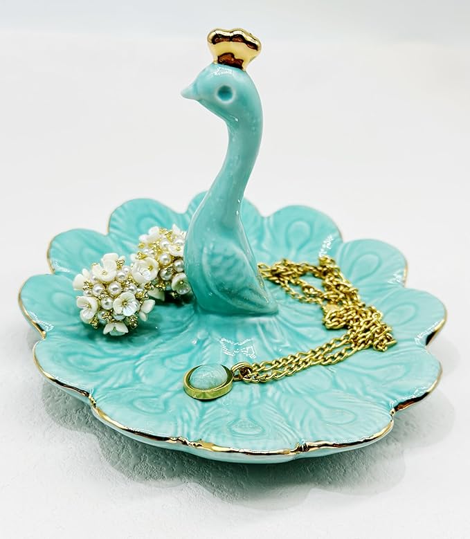 Peacock Hand Ring Holder for Jewelry Unicorn Jewelry Organizer Ceramic Rings Dish Earrings Bedroom Decor Engagement Ring Holder Plate for Women