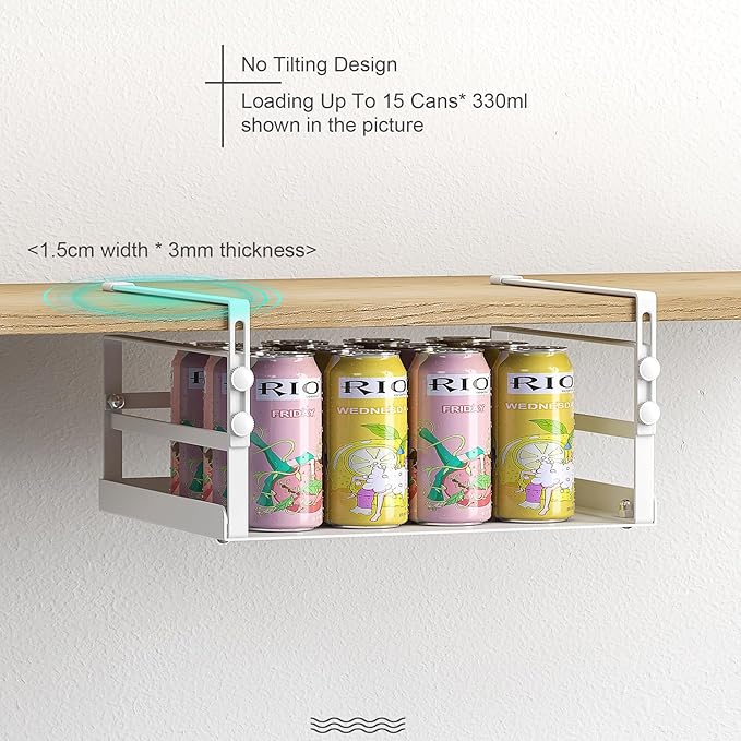 HENGI Adjustable Under Shelf Storage, Heavy Duty Metal Basket Organizer for Kitchen Cupboard Cabinet Pantry Laundry Desk Bookshelf, White