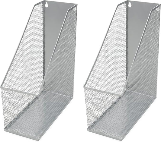 YBM HOME Mesh Steel Deluxe Magazine Rack, Extra Wide, Magazine File Holder 2258-2 (2, Silver)